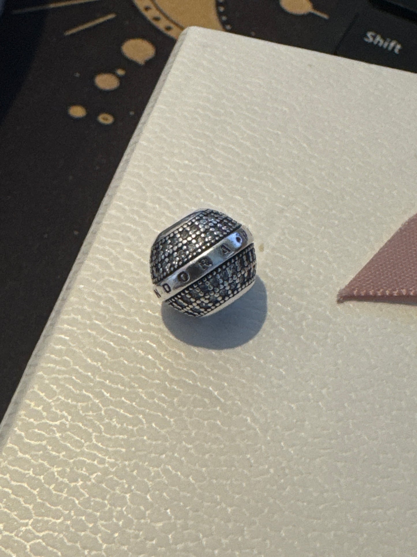Genuine Pandora Pave Line Logo Ball Charm New Style