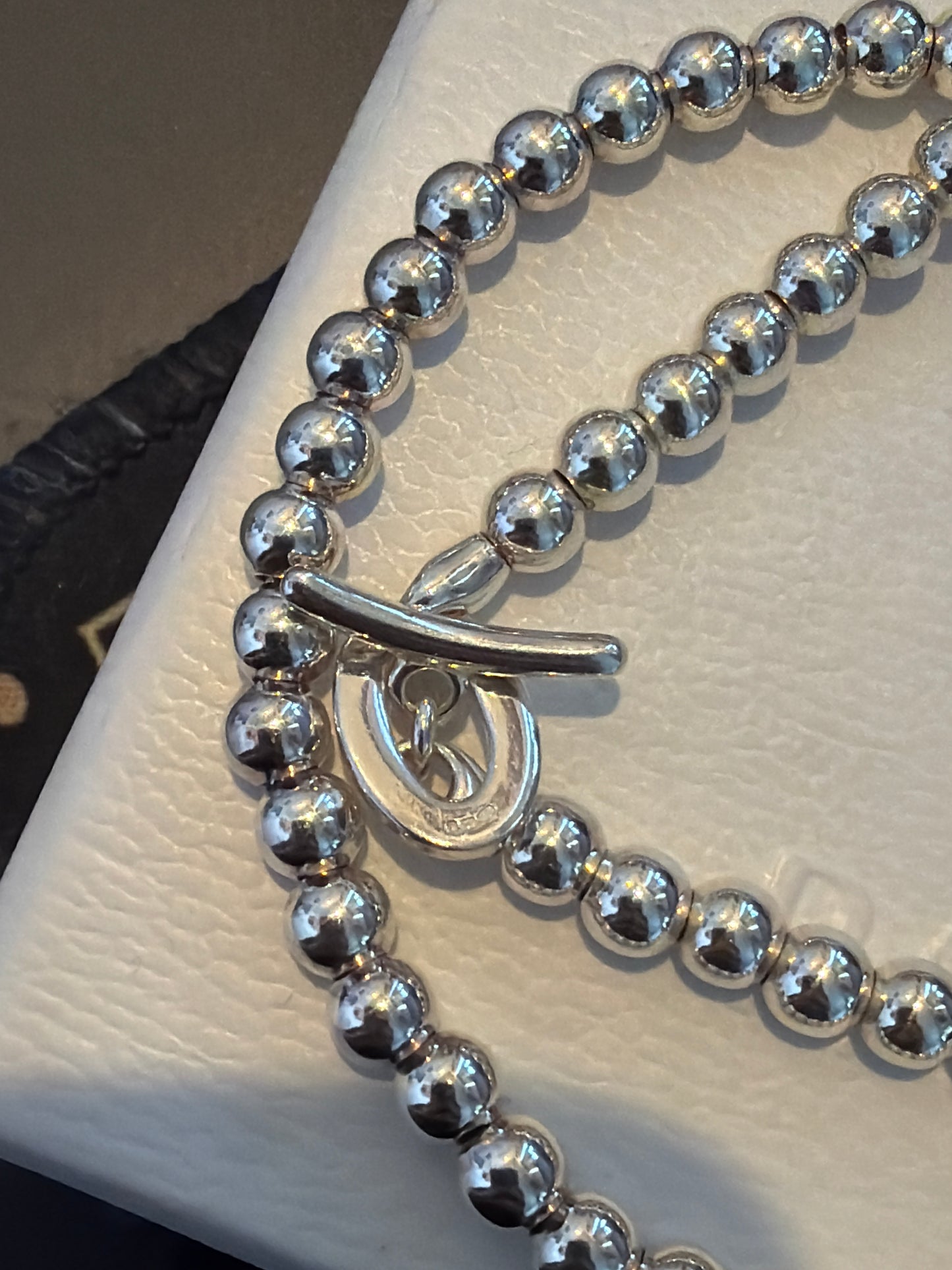 Genuine Links of London Orbit T-Bar Clasp Ball Chain Necklace 45cm
