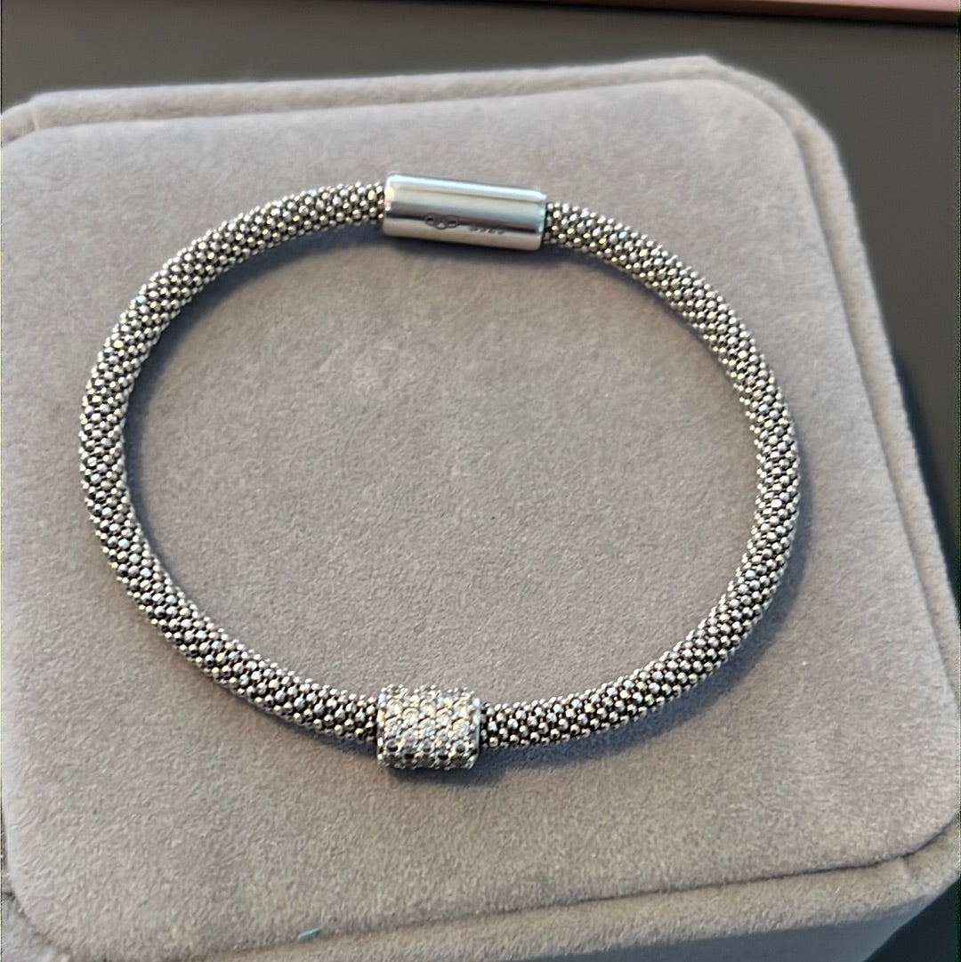 Genuine Links of London Pave and Mesh Charm Bracelet - Fits a wearer of 18-19cm