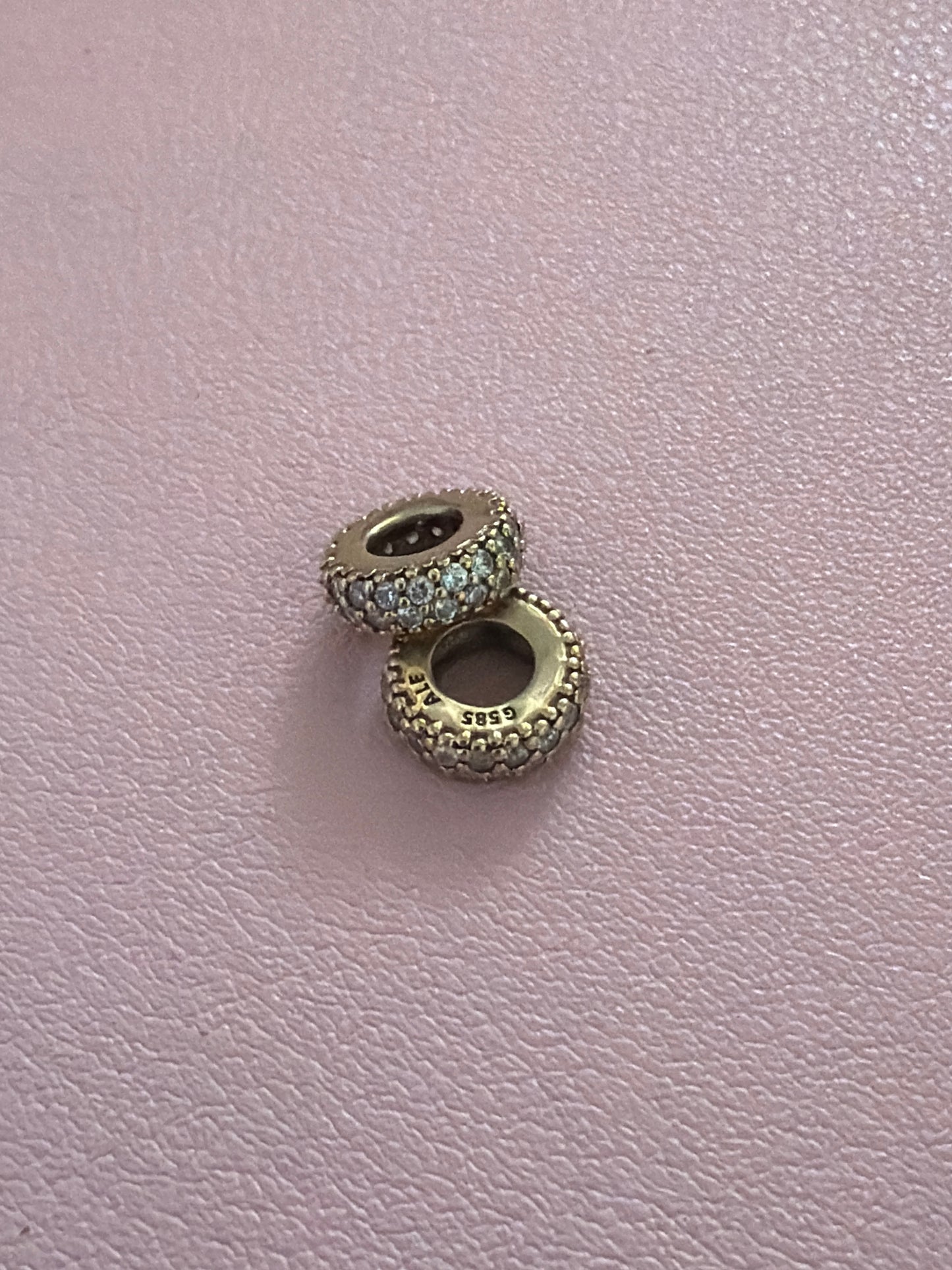 Genuine Pandora Solid Gold G585 Pave Spacer Charm