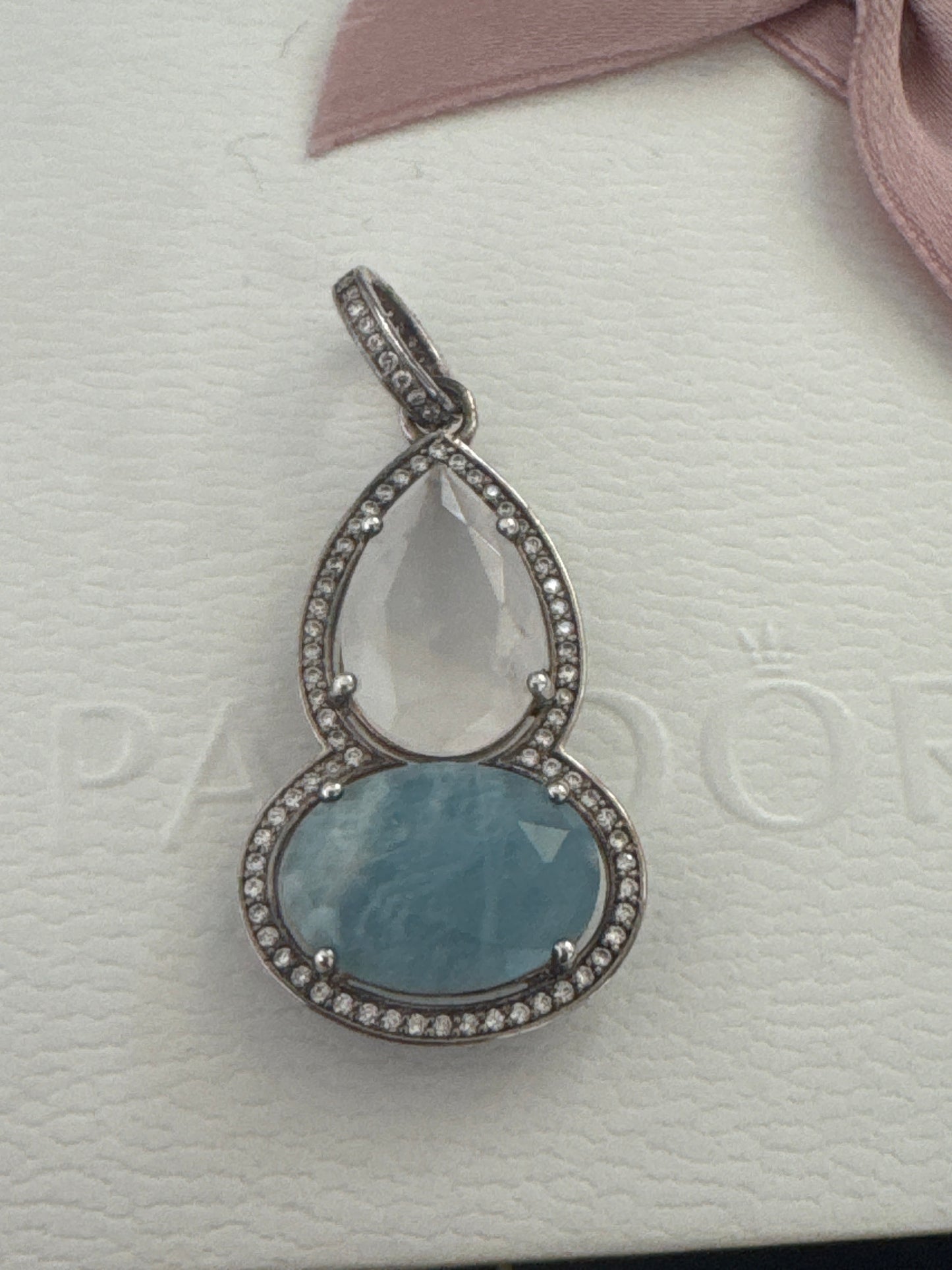 Genuine Thomas Sabo Milky Aquamarine Milky Quartz Zirconia Pendant