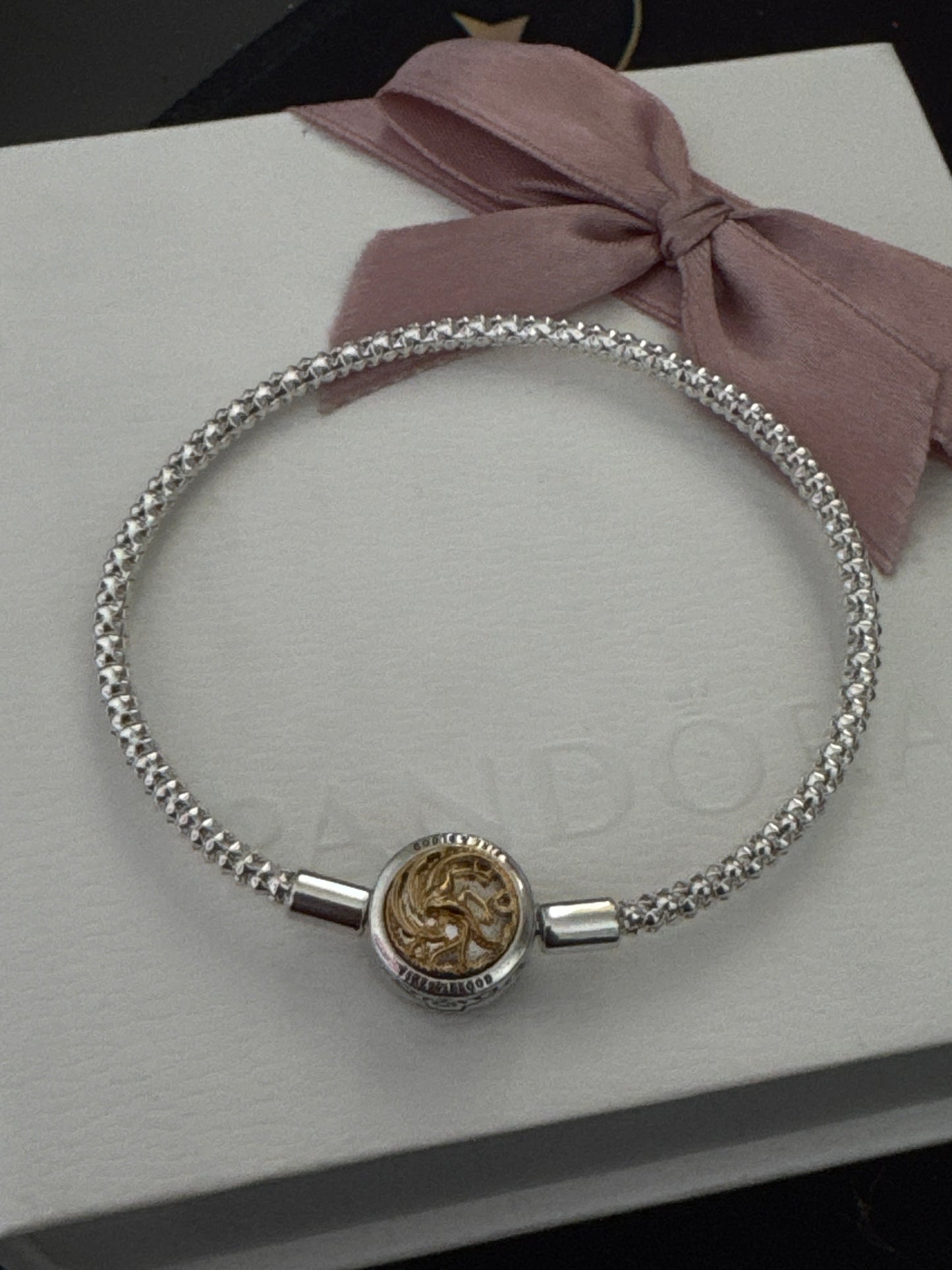 Genuine Pandora X Game of Thrones Two Tone Fire and Blood Mesh Bracelet 17cm