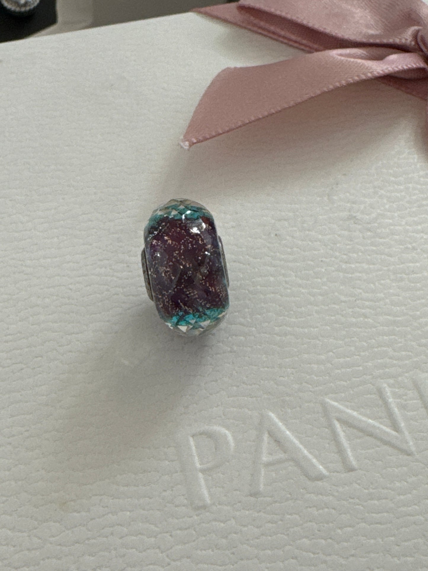 Genuine Trollbeads Violet Sky Sparkle Murano Charm