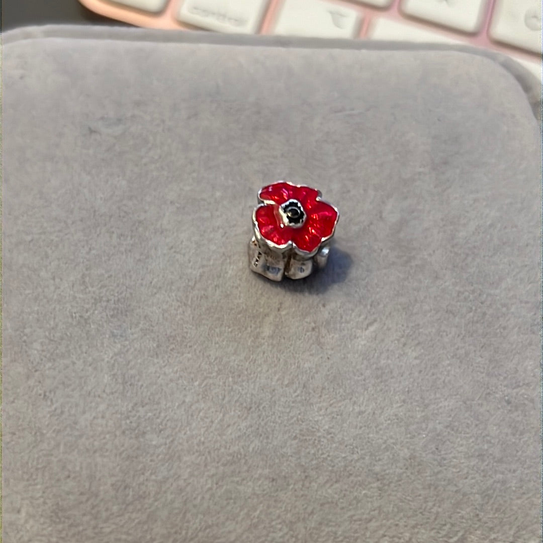 Genuine Chamilia Enamel Red Poppy Charm