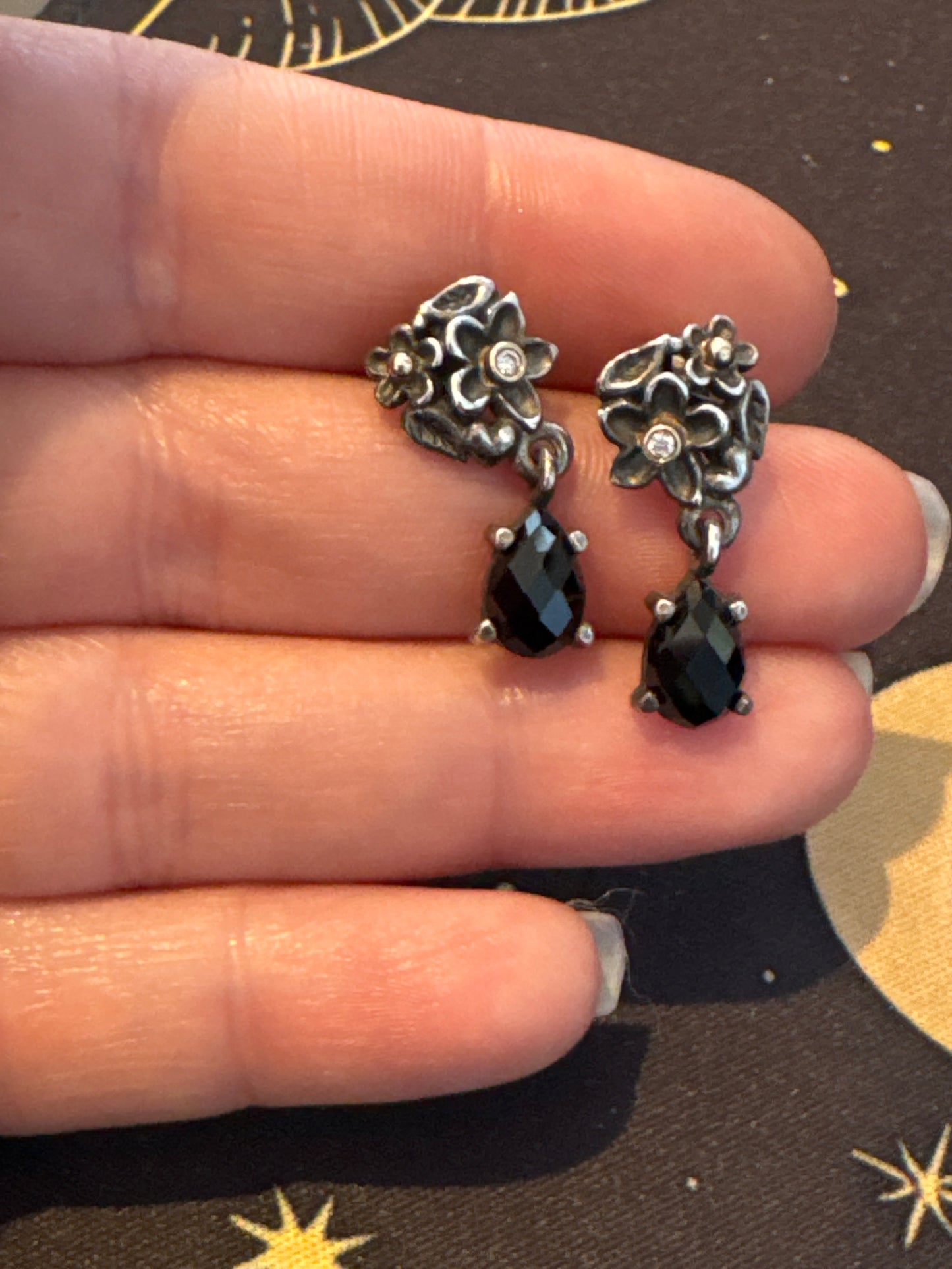 Genuine Pandora Garden Odyssey Two Tone Flower Dangle Earrings SUPER RARE