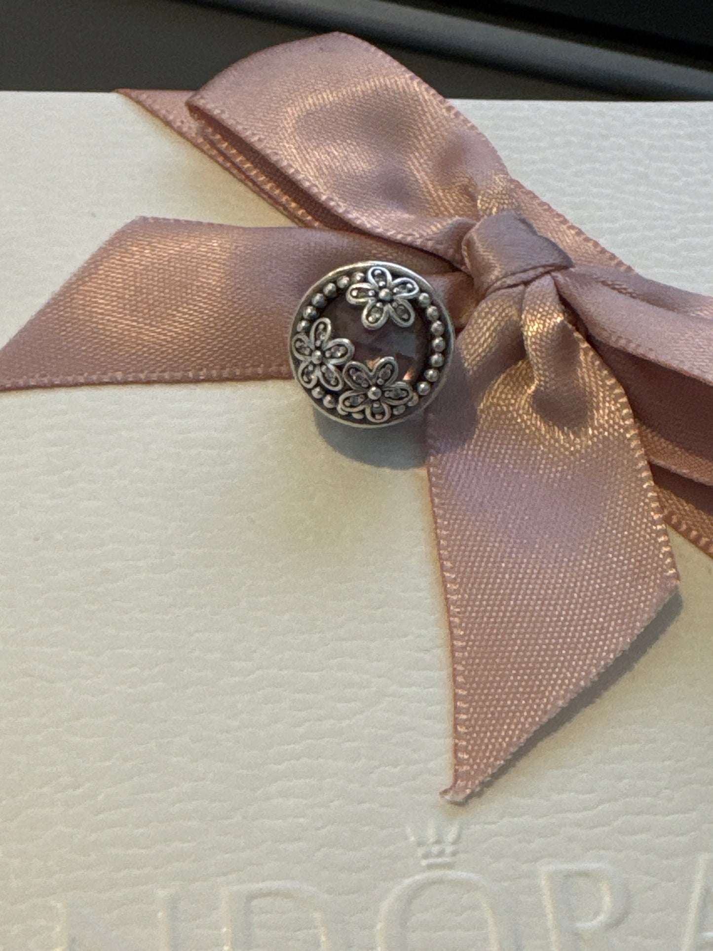 Genuine Pandora Pave Daisy Light Pink Stone Charm