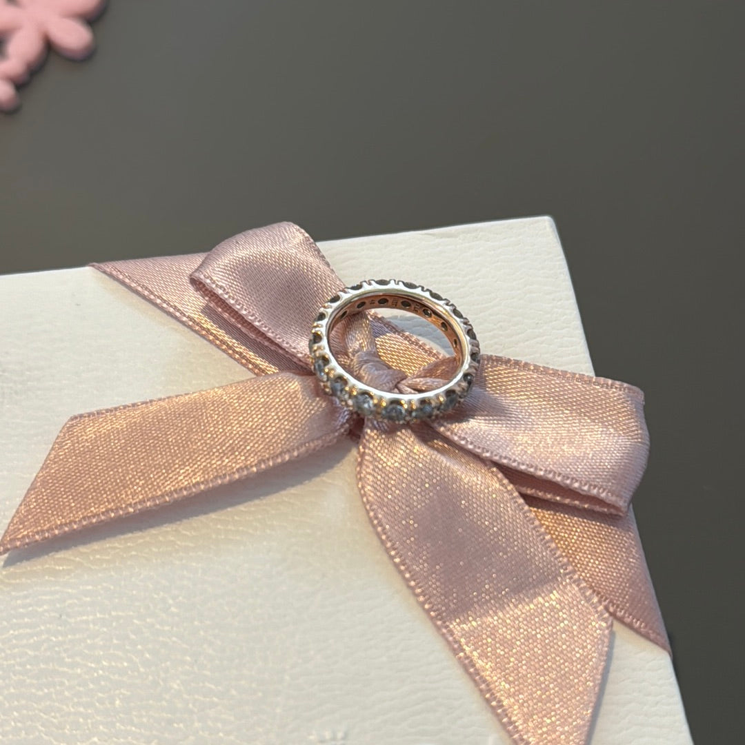Genuine Pandora Rose Gold Square CZ Pave Ring Size 54