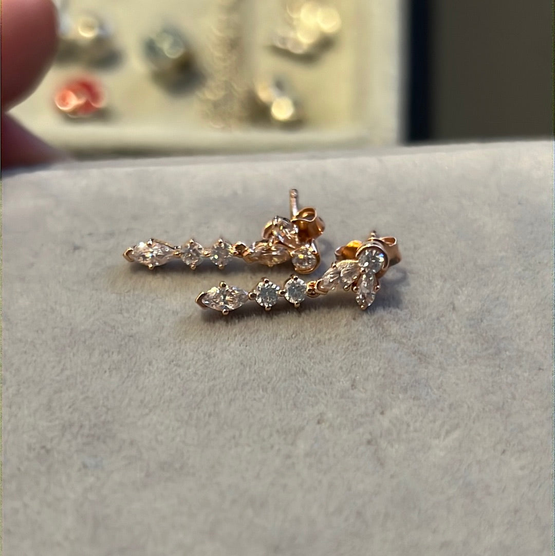 Genuine Pandora Rose Gold Pave Flower Herbarium CZ Dangle Earrings