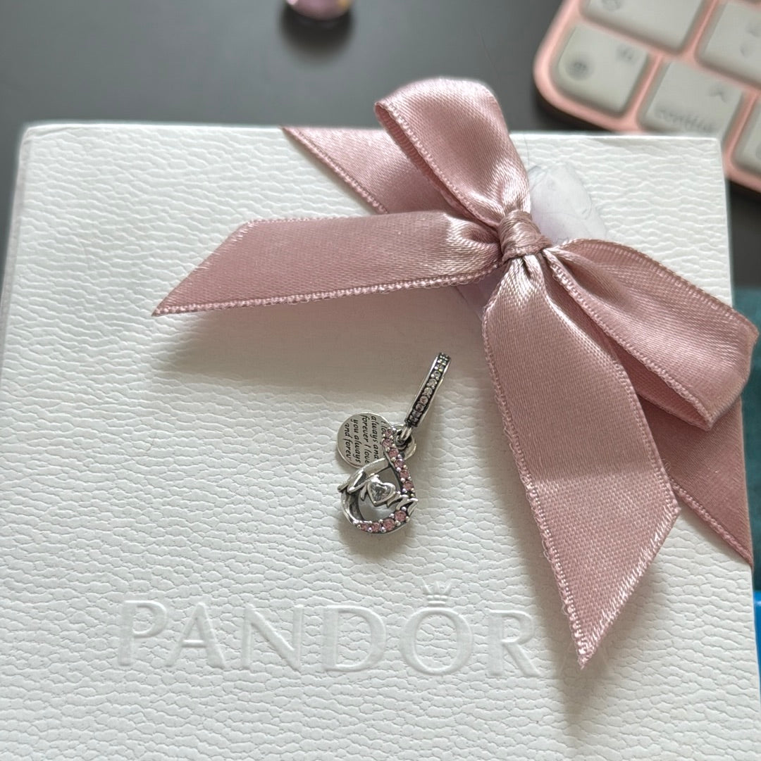 Genuine Pandora Mum Mother Mom Pave Infinity Dangle Charm