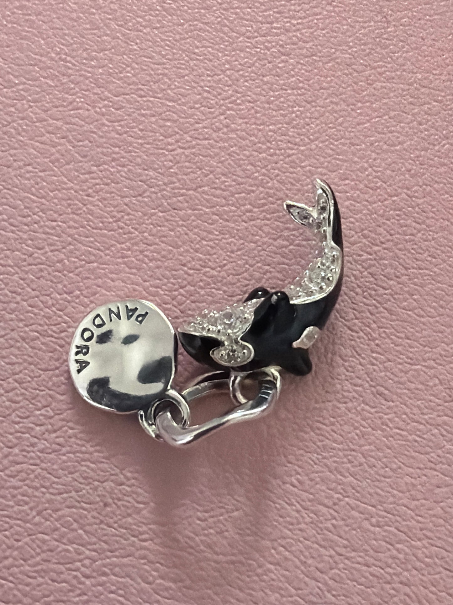 Genuine Pandora New Style Pave and Enamel Orca Whale Dangle Pendant Charm