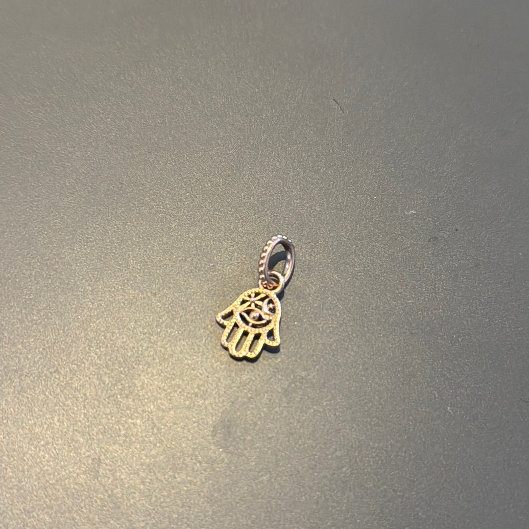 Genuine Pandora Rose Gold Hamsa Hand Dangle Charm Pendant  - new style