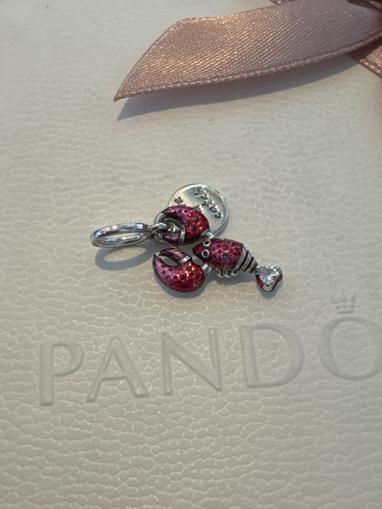 Genuine Pandora Lobster 'you are a catch' Dangle Enamel Charm