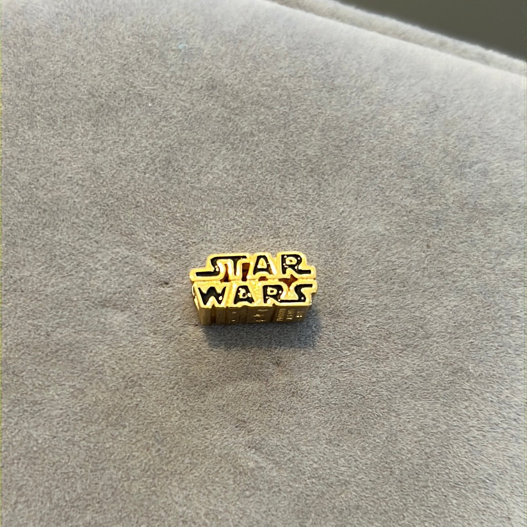 Genuine Pandora Disney Shine Gold Star Wars enamel Logo Charm