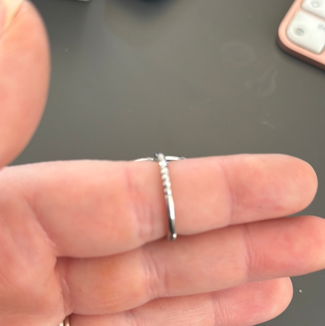 Sterling Silver Huge Rectangle CZ Ring Size 52