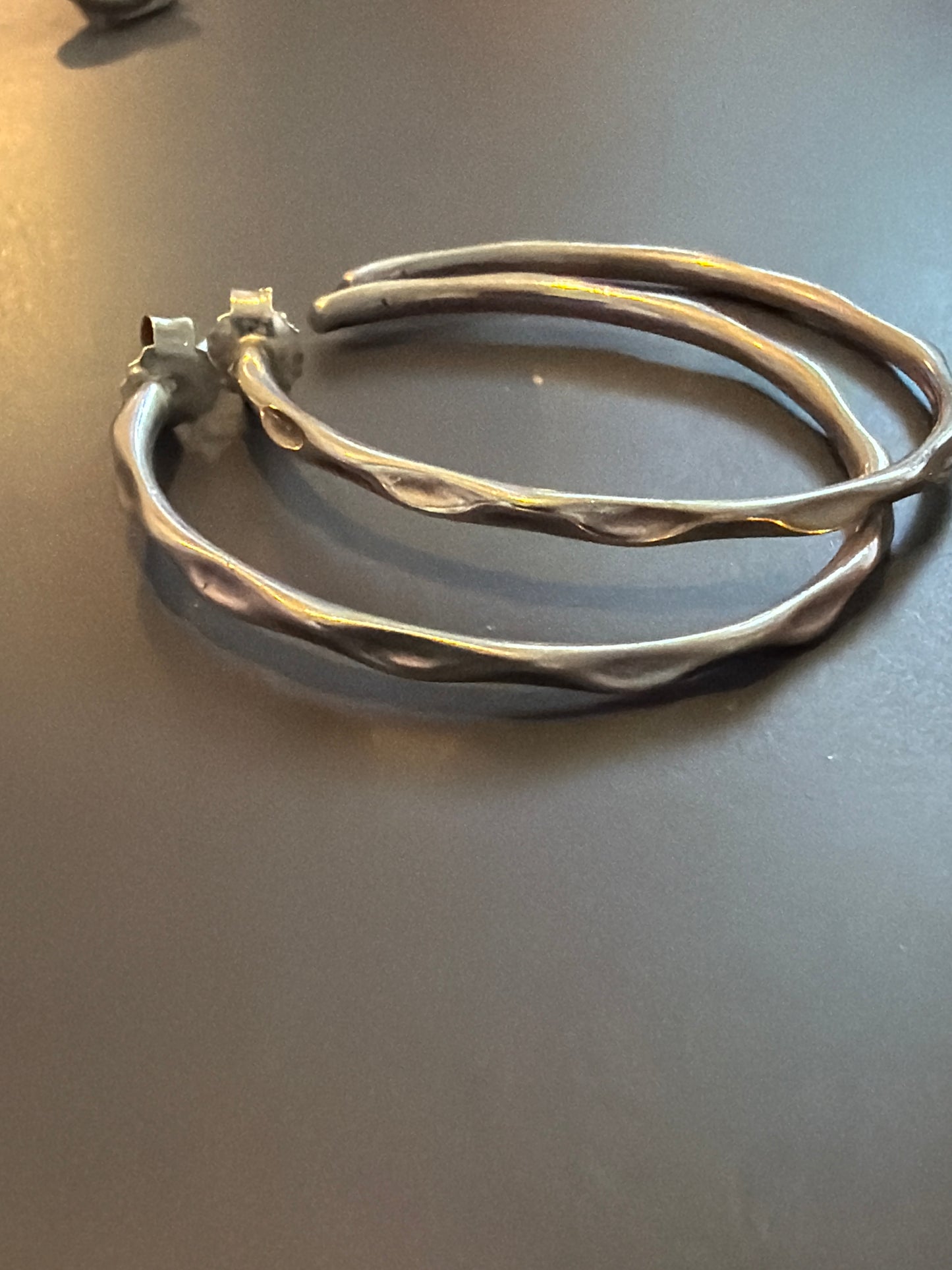 Genuine Pandora Silver Wave XL Hoop Earrings Rare Discontinued retired