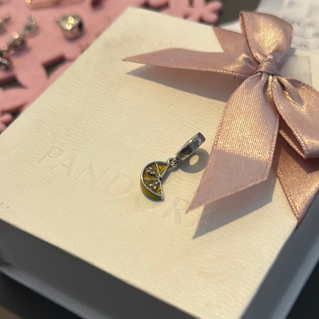 Genuine Pandora Enamel Pave Lemon Dangle Charm