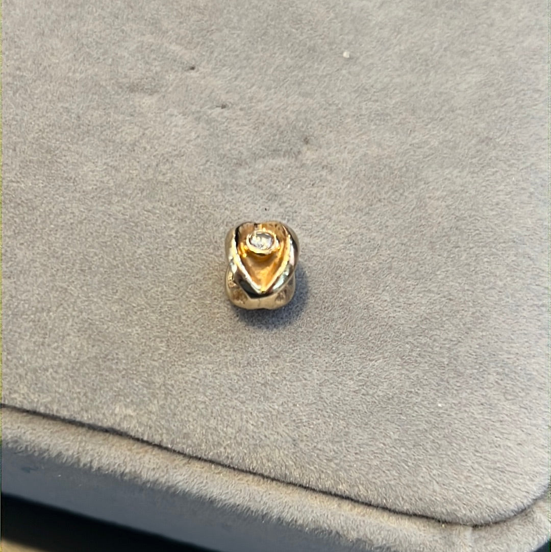 Genuine Pandora Solid gold 14ct CZ Lucky Eye Crossover Charm Rare