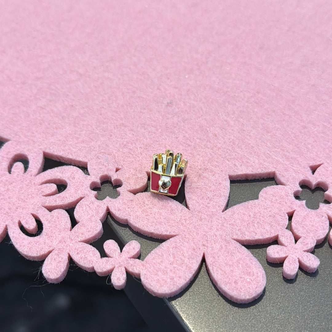Genuine Gnoce Gold Pave Fries Food Charm