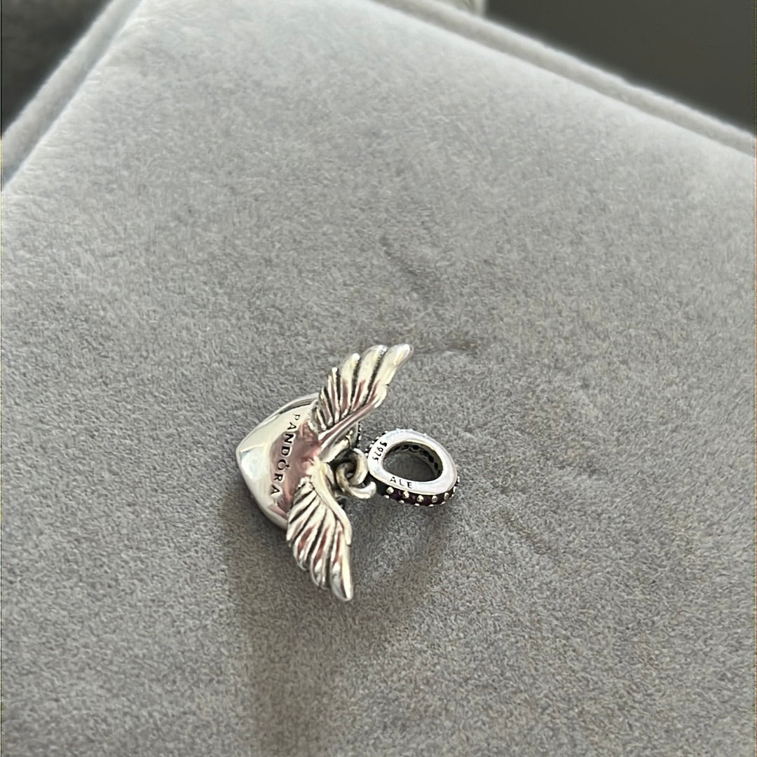 Genuine Pandora Angel Wing Halo Pave Charm Pendant