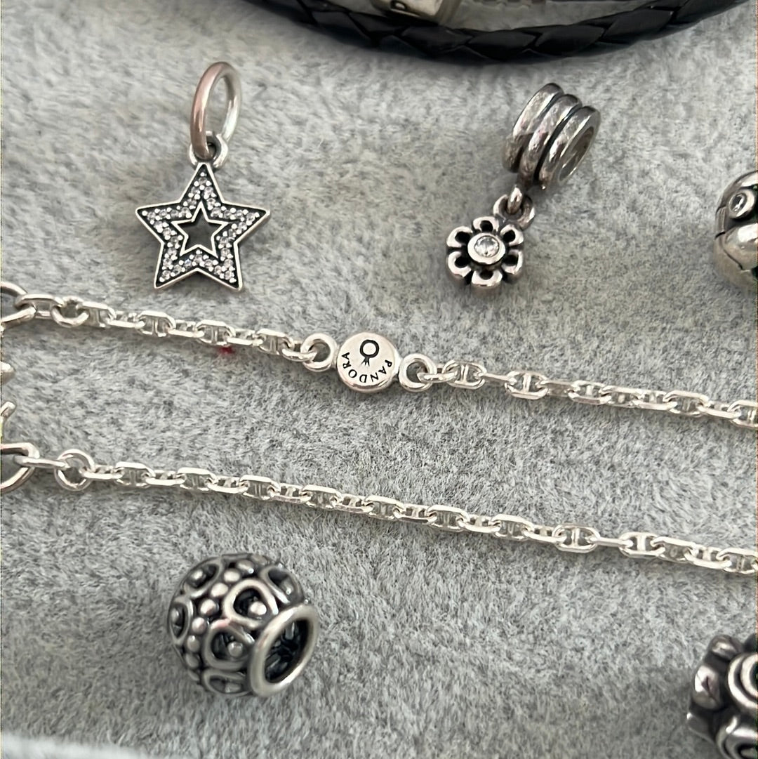Genuine Pandora Clip Station Necklace with Hook Clasp 80cm RARE HTF