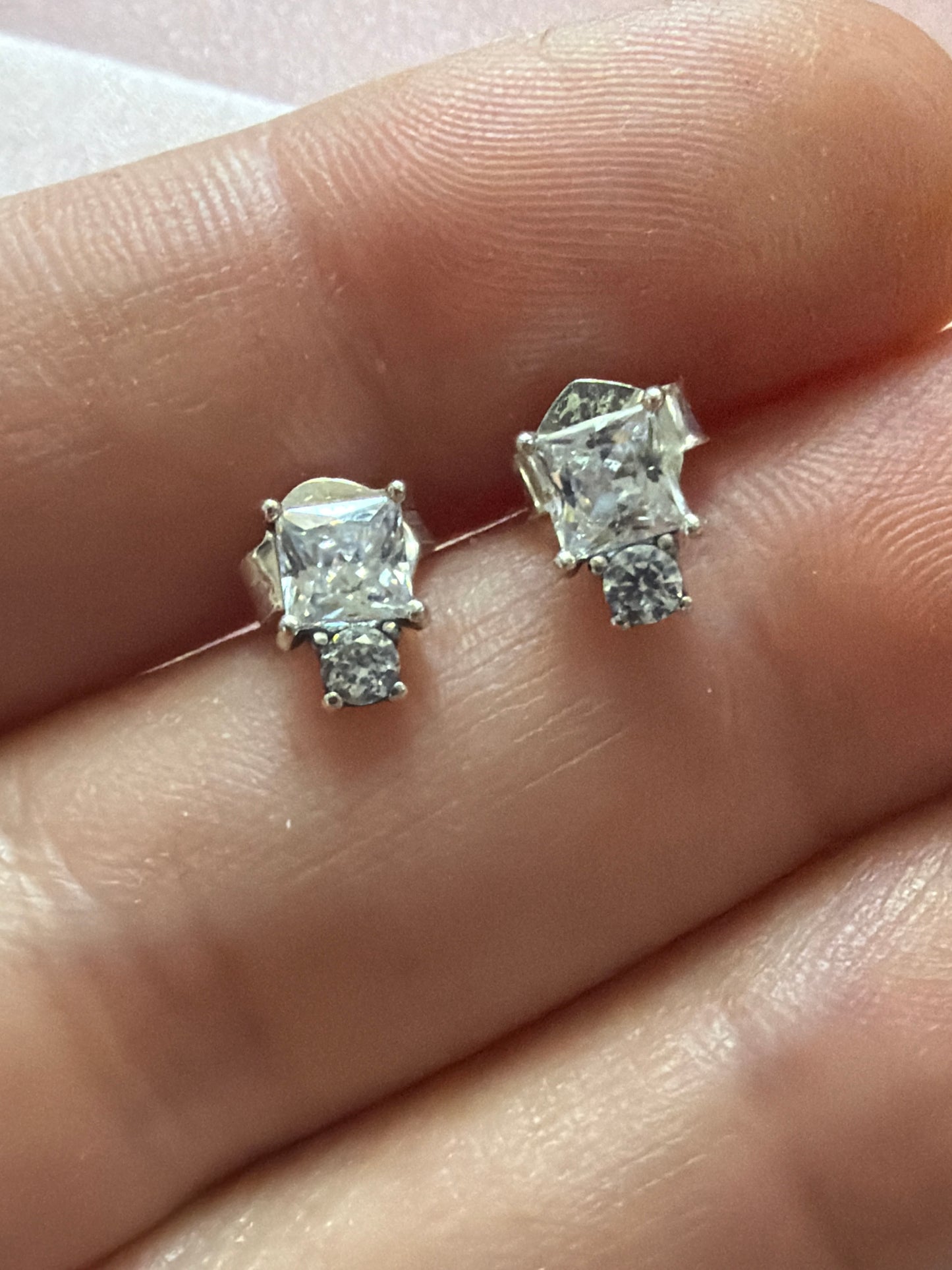 Genuine Pandora Pandora Sparkling Round and Square Stud Earrings