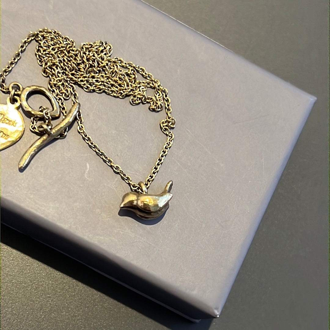 Genuine Alexis Dove Jewellery Tiny Wren Gold Plated Sterling Silver Necklace 45cm