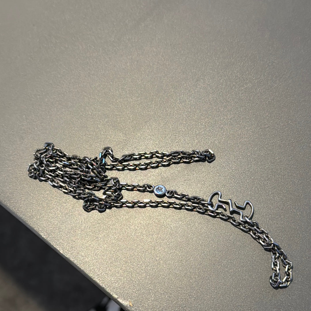 Genuine Pandora Gun Metal Oxidised Necklace with Hook Clasp 60cm RARE HTF
