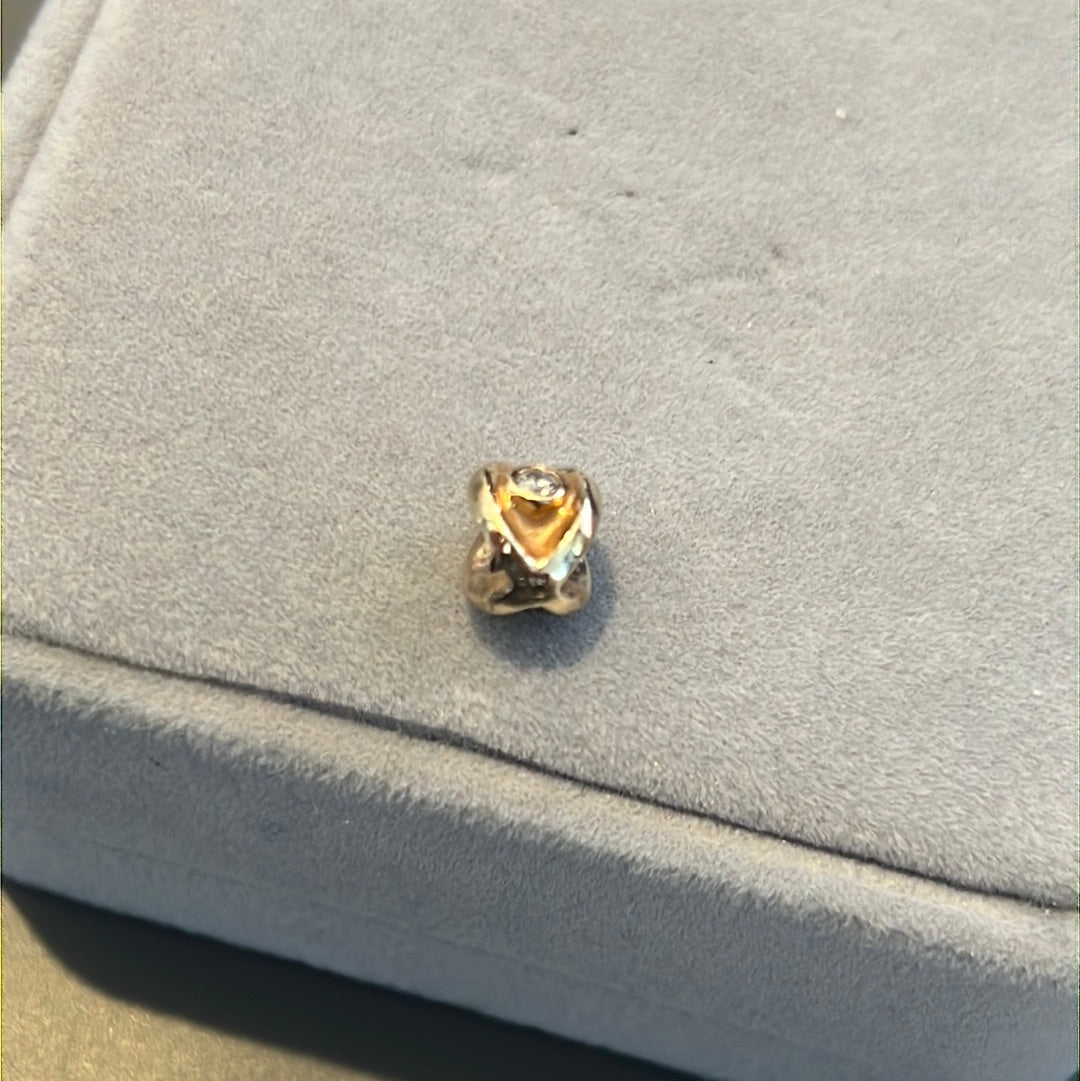 Genuine Pandora Solid gold 14ct CZ Lucky Eye Crossover Charm Rare