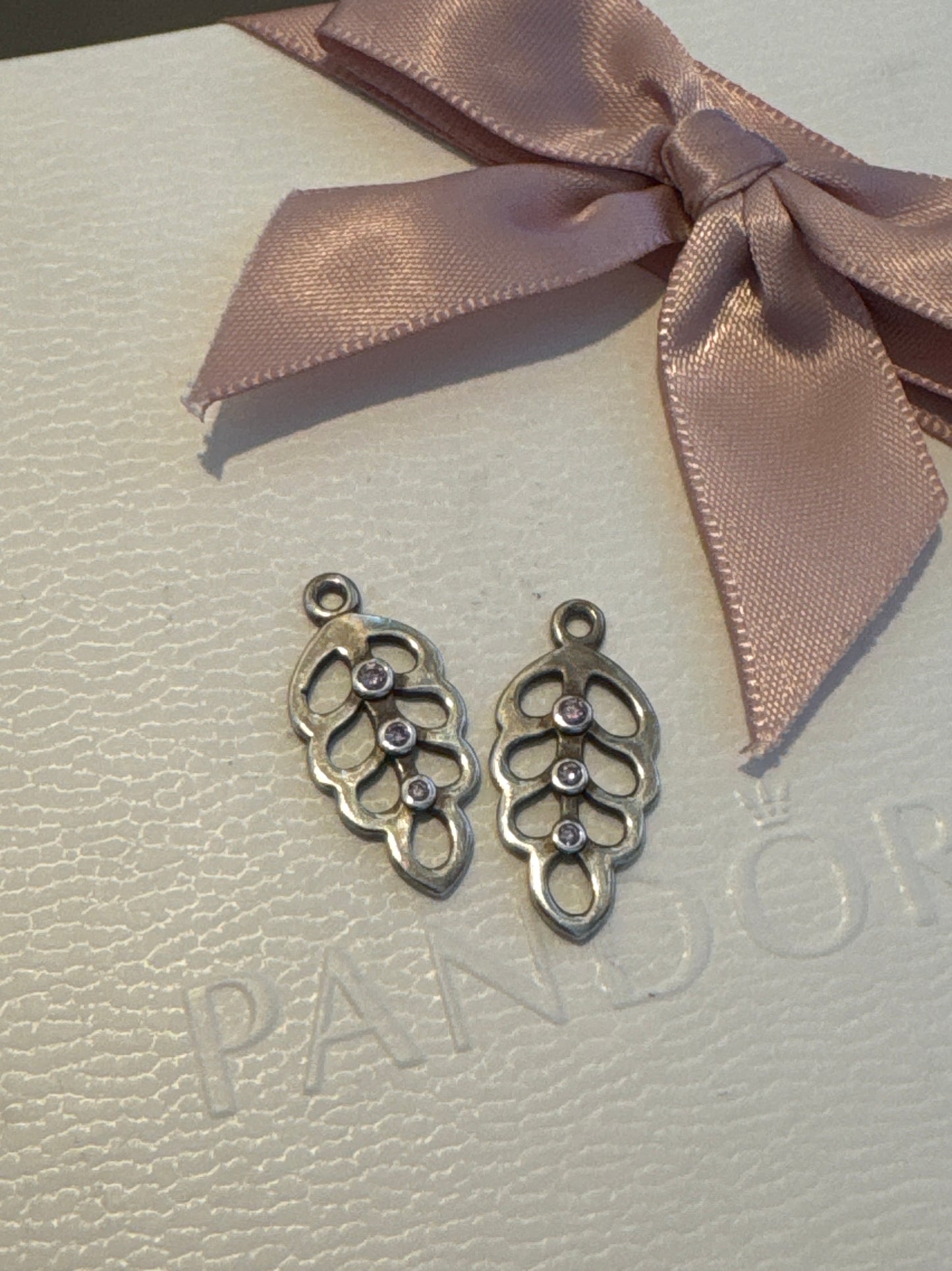 Genuine Pandora Dazzling Dangling Leaf CZ Compose Earrings