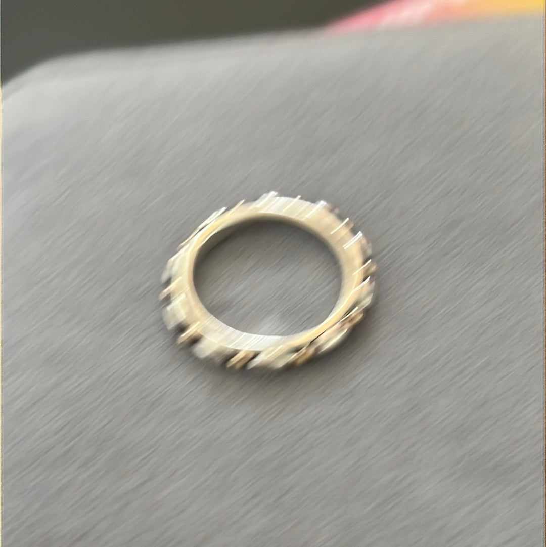 Genuine Pandora Two Tone RARE Gold Dot Oval Ring Size 58
