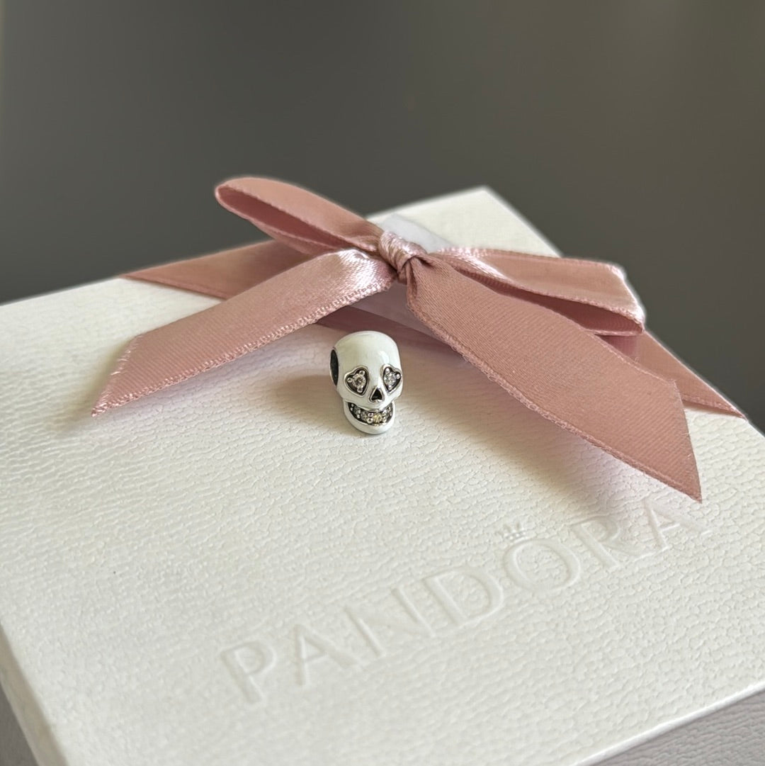 Genuine Pandora Glow in the Dark Pave Skull Charm