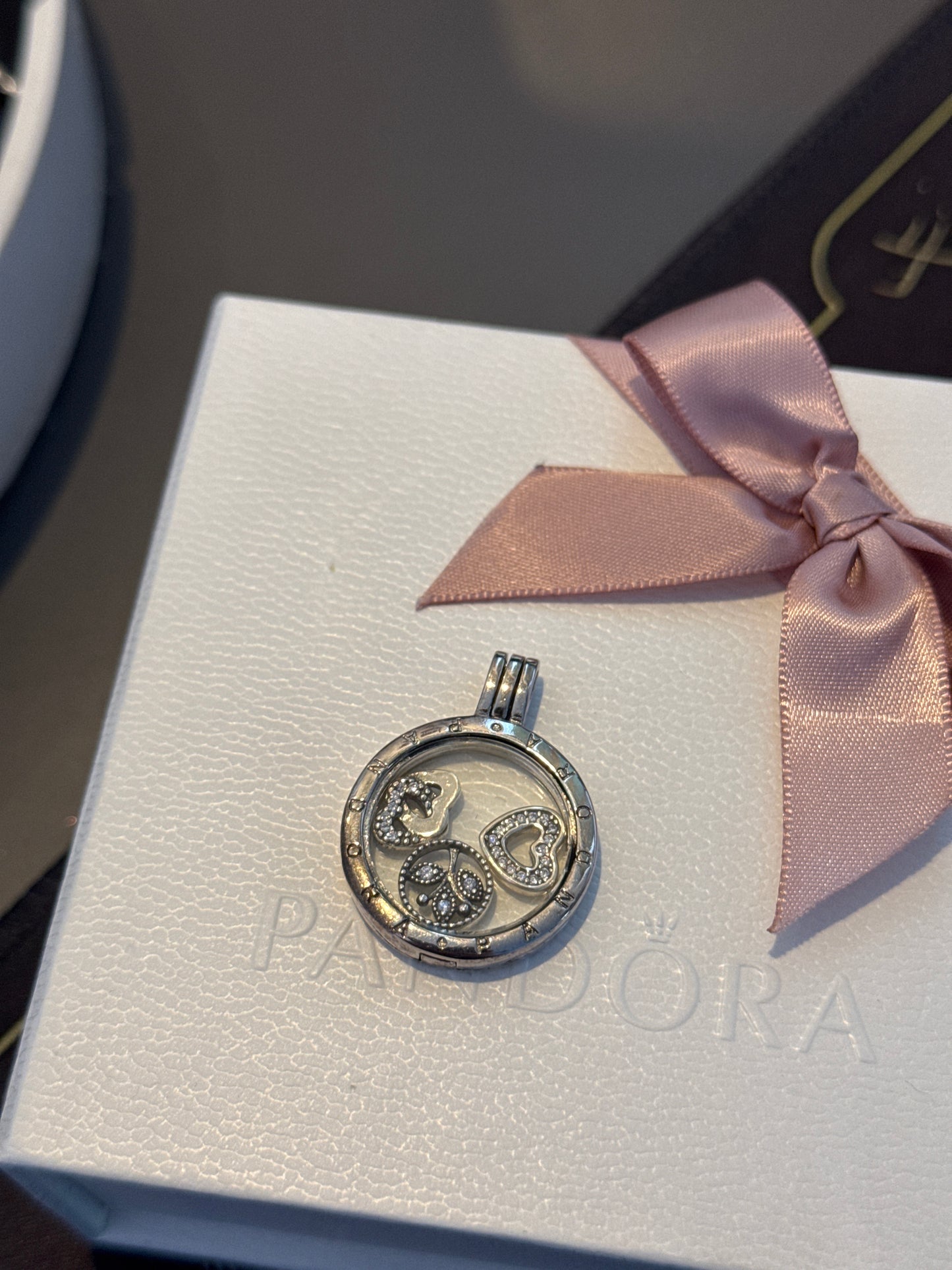 Sterling Silver Memory Locket Pendant with Small Charms