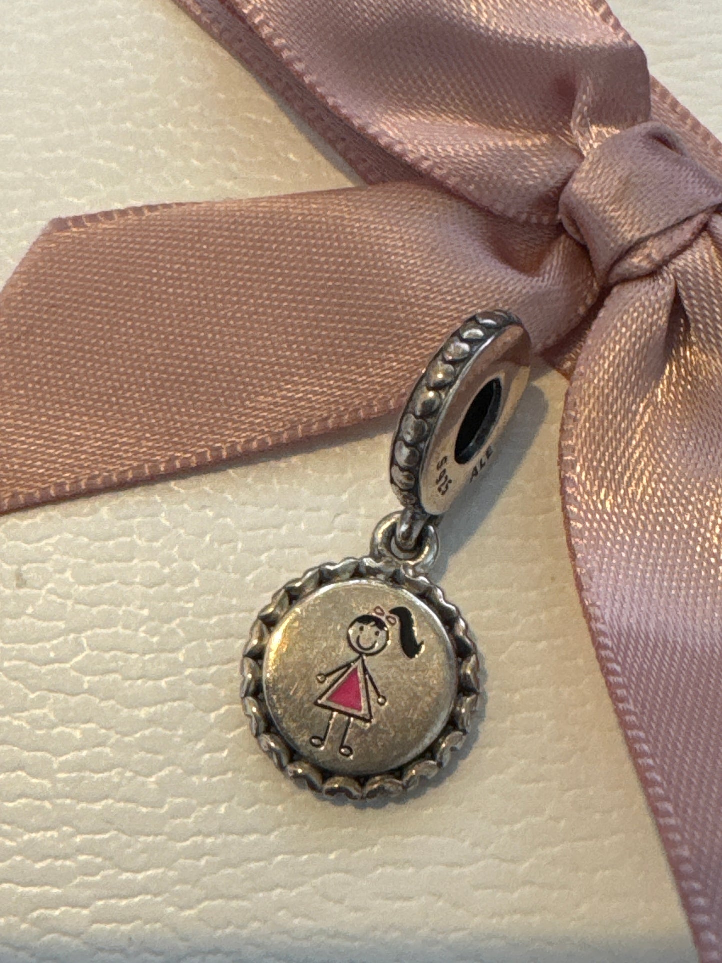 Genuine Pandora HTF Stick Daughter Enamel Dangle Charm