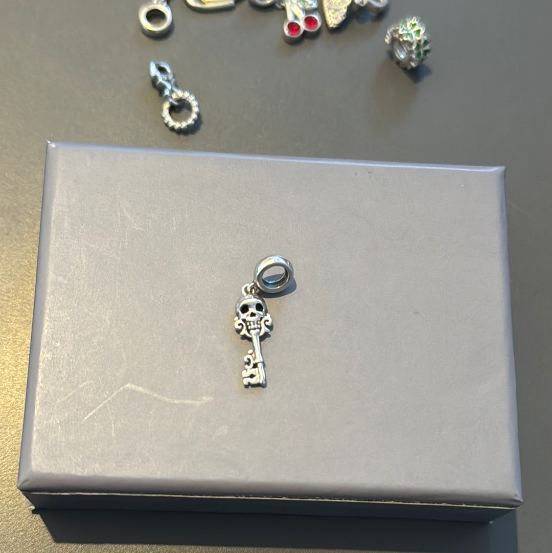 Genuine Chamilia Skull Key Dangle Charm
