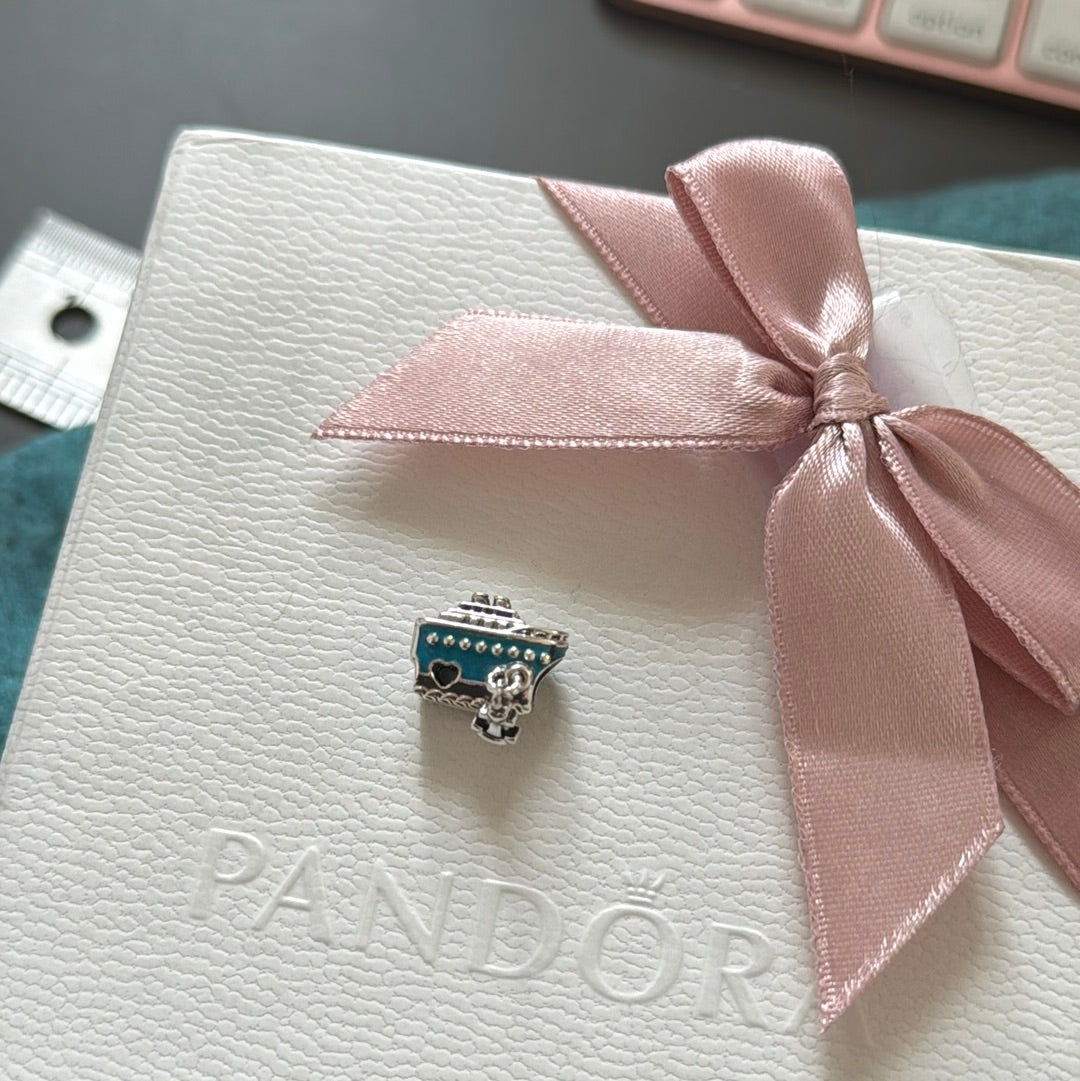 Genuine Pandora Enamel Cruise Ship Travel Boat Charm With Dangle Anchor