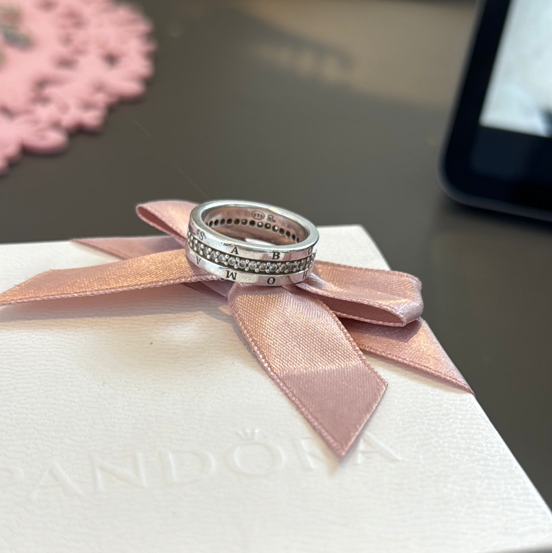 Genuine Thomas Sabo Logo CZ Line Eternity Ring Size 60