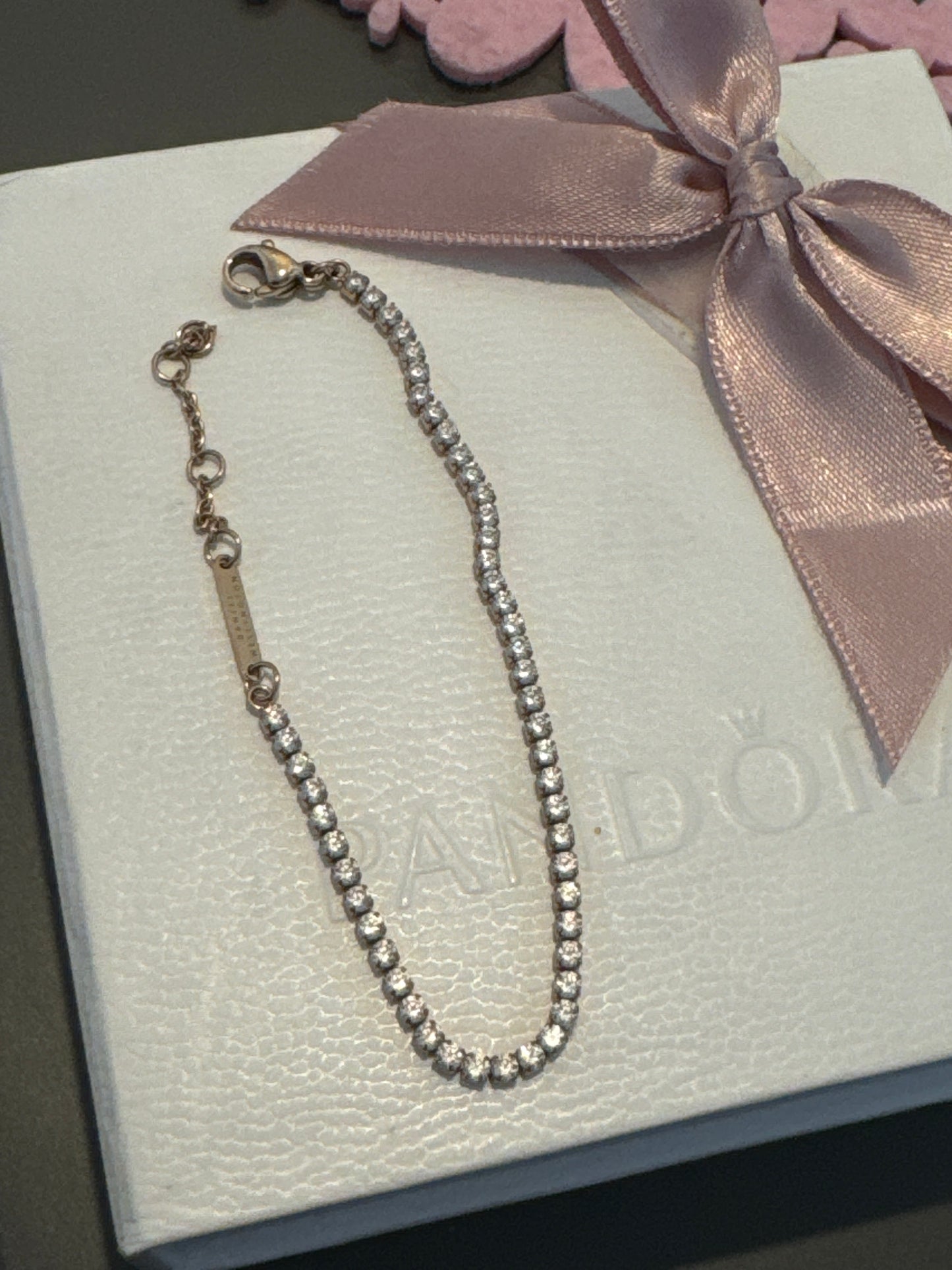 Genuine Daniel Wellington Rose Gold Dainty Cz Bracelet 18cm Max Extension