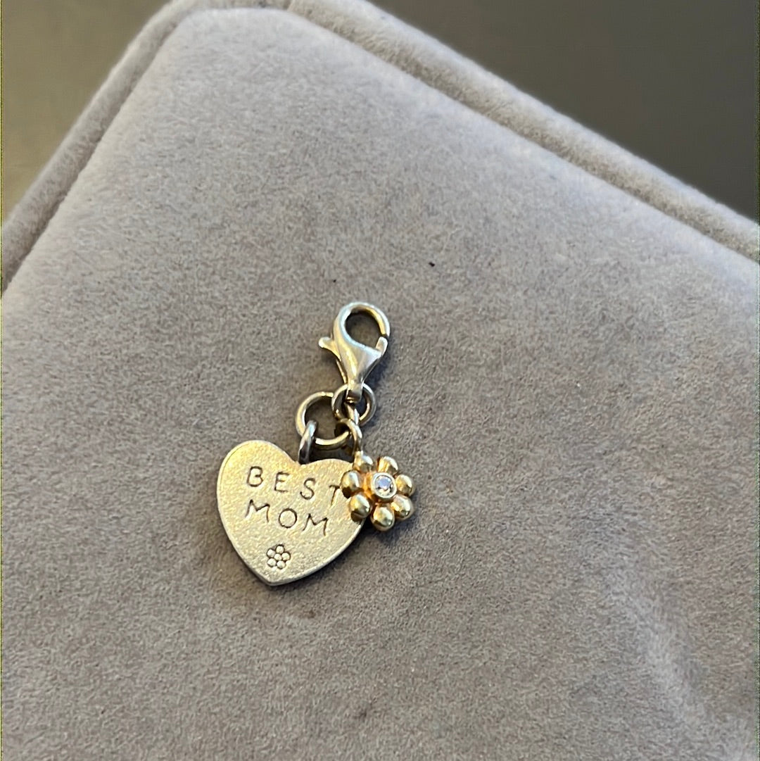 Genuine Thomas Sabo Sterling Silver Dangle Clip Best Mum Charm With Gold Daisy