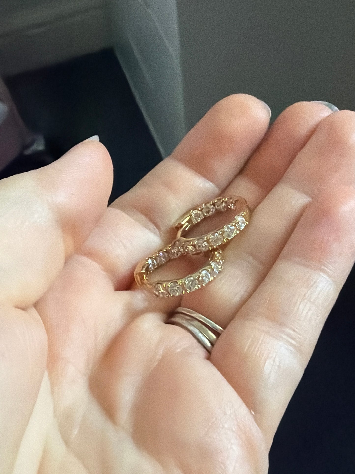Genuine Pandora Shine Gold Sparkling Row Eternity Hoop Earrings