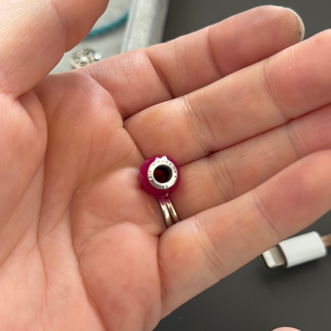 Genuine Pandora Small Facet Murano In Cerise Pink