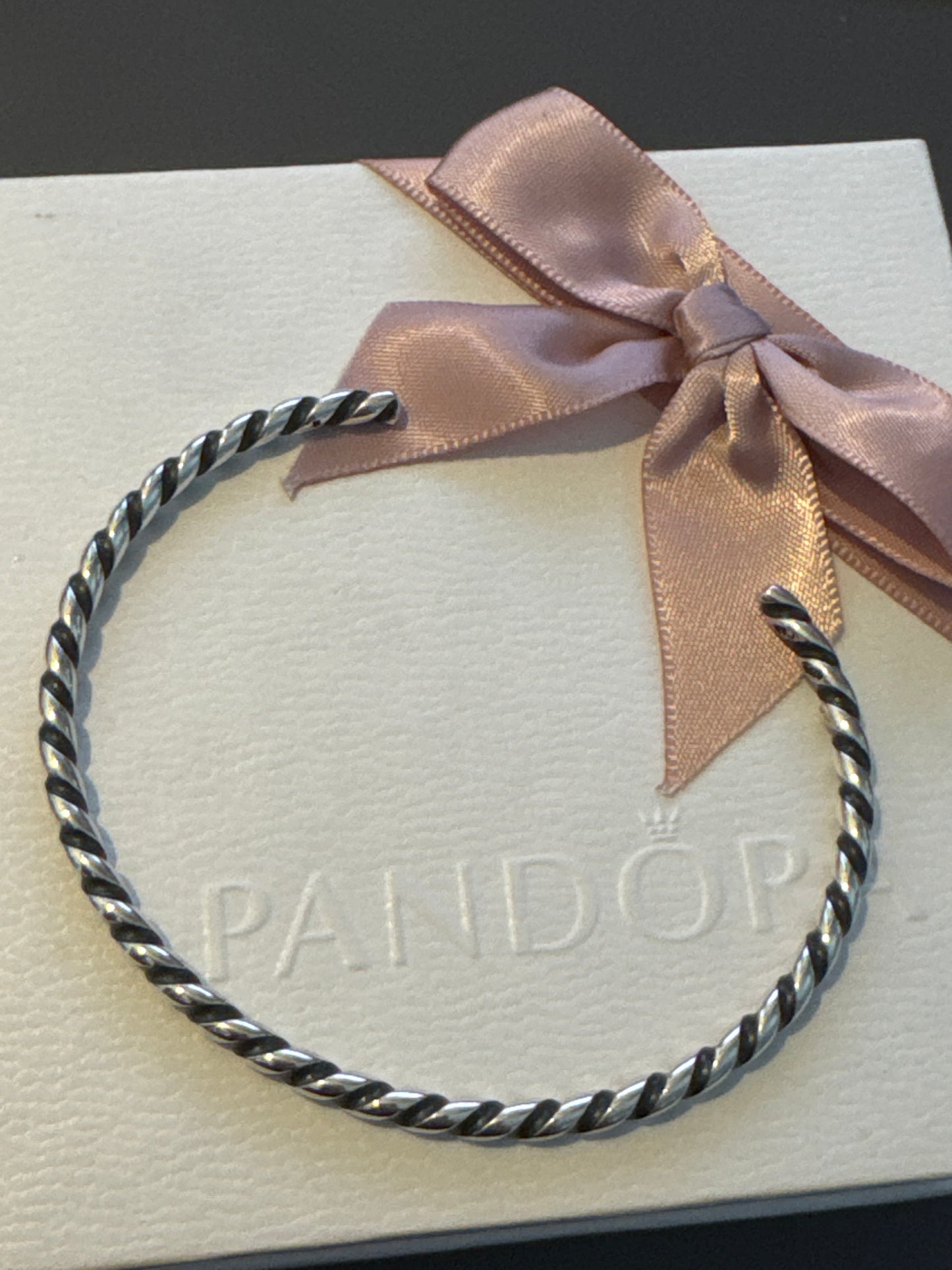 Genuine Trollbeads Twisted Oxidised Bangle Size L