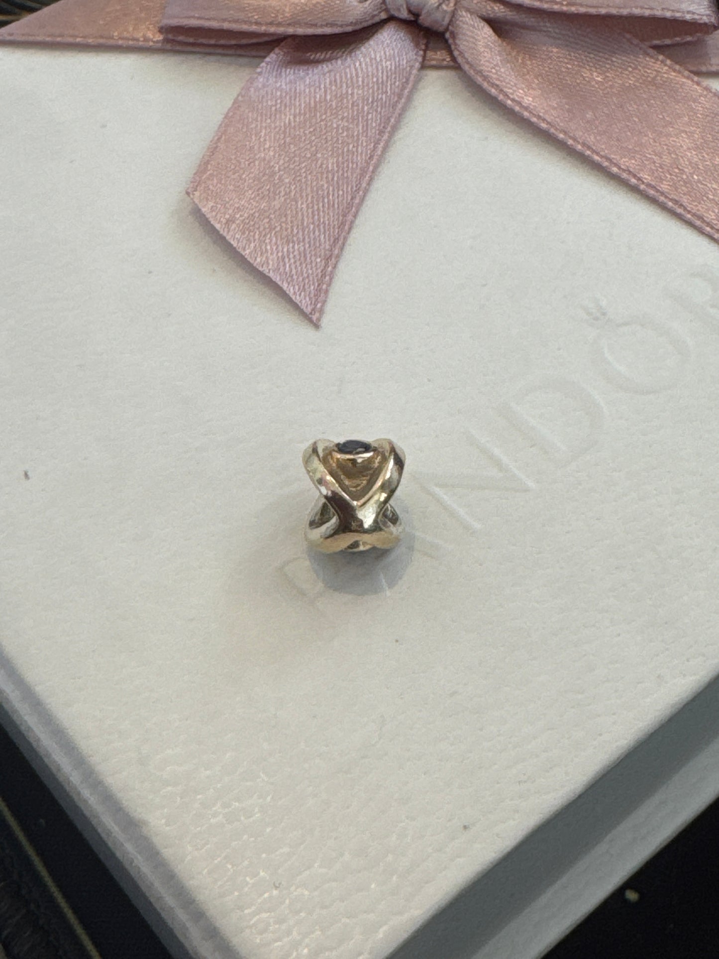 Genuine Pandora 14ct Gold Amethyst Purple CZ Eye Charm