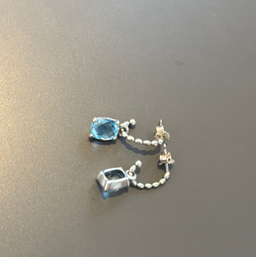 Genuine Pandora Topaz Breeze Beaded Dangle Hoops RARE HTF Earrings