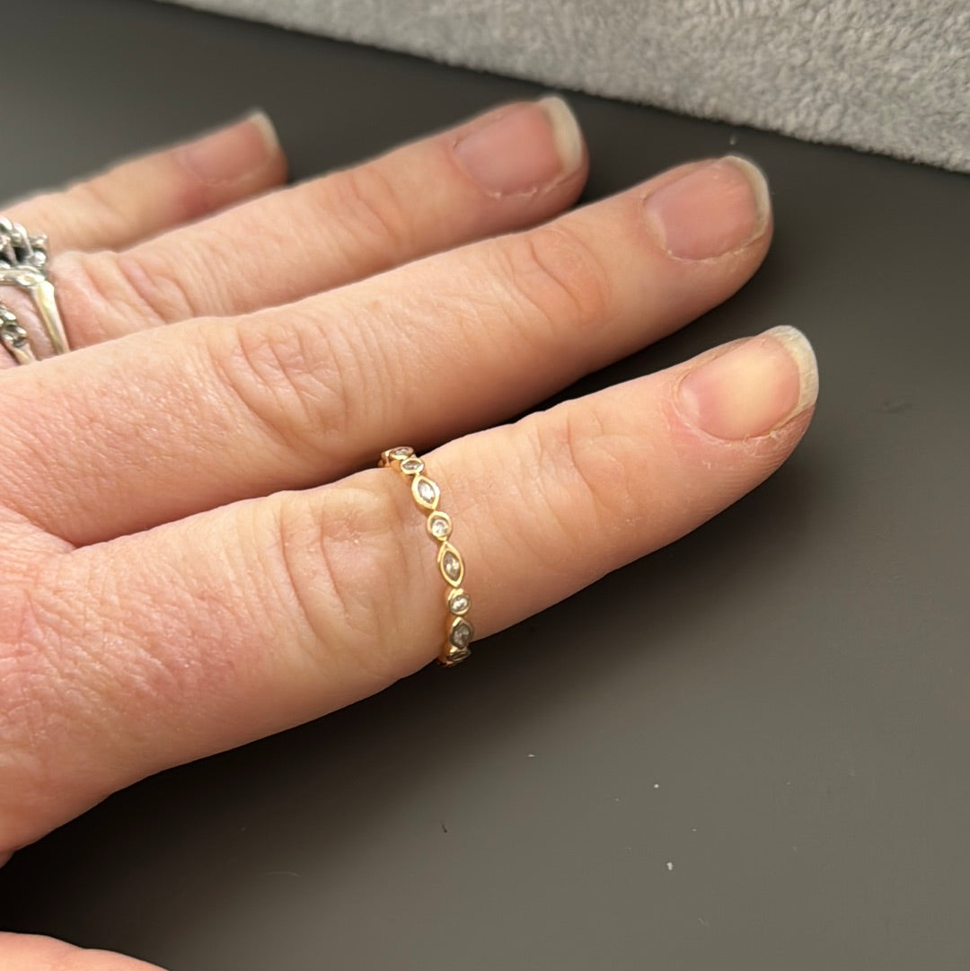 Genuine Pandora Solid Gold G585 Ring 54 Alluring Marquis CZ