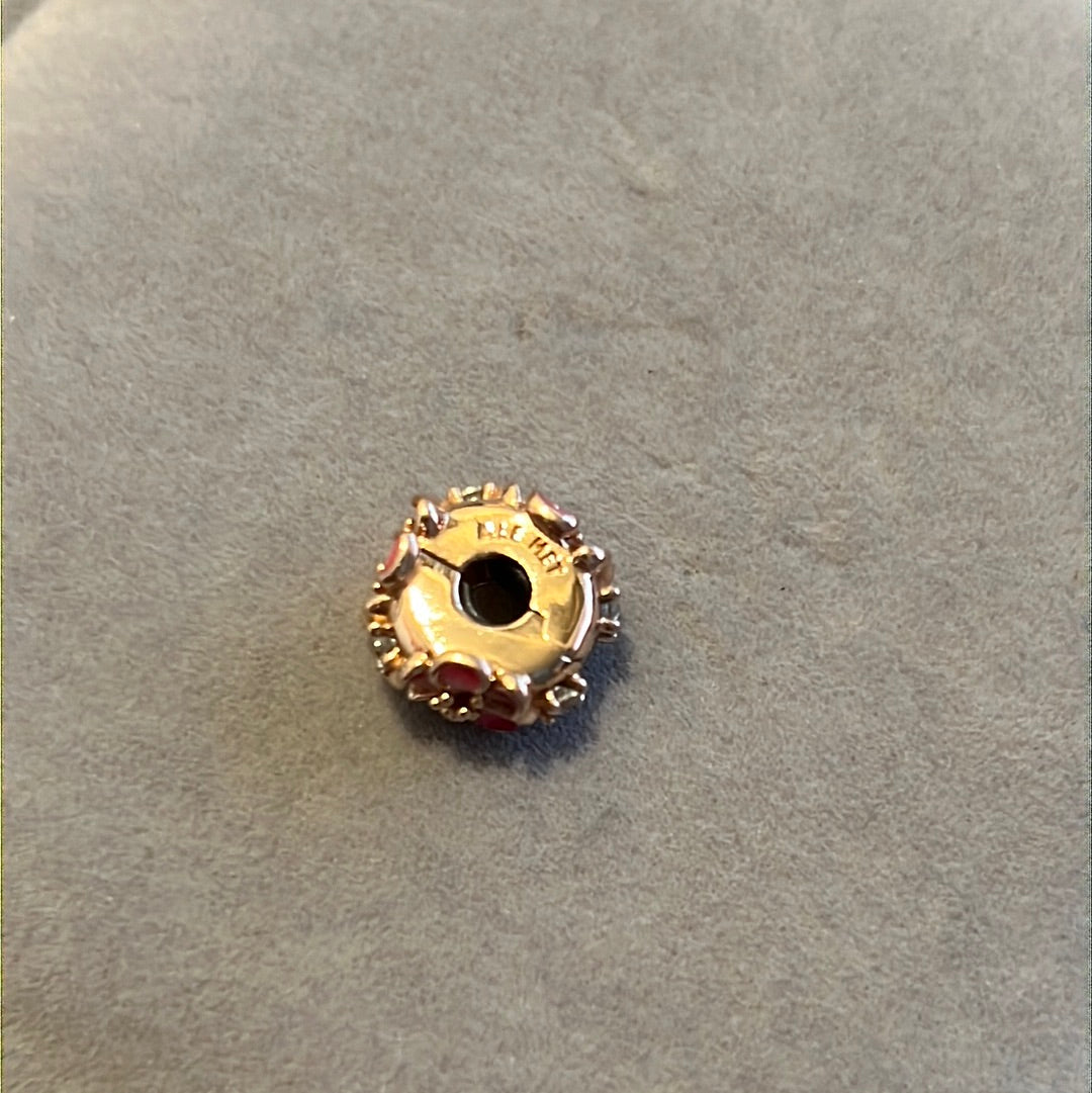 Genuine Pandora Rose Gold Pink Pave Pansy Flower Clip Single