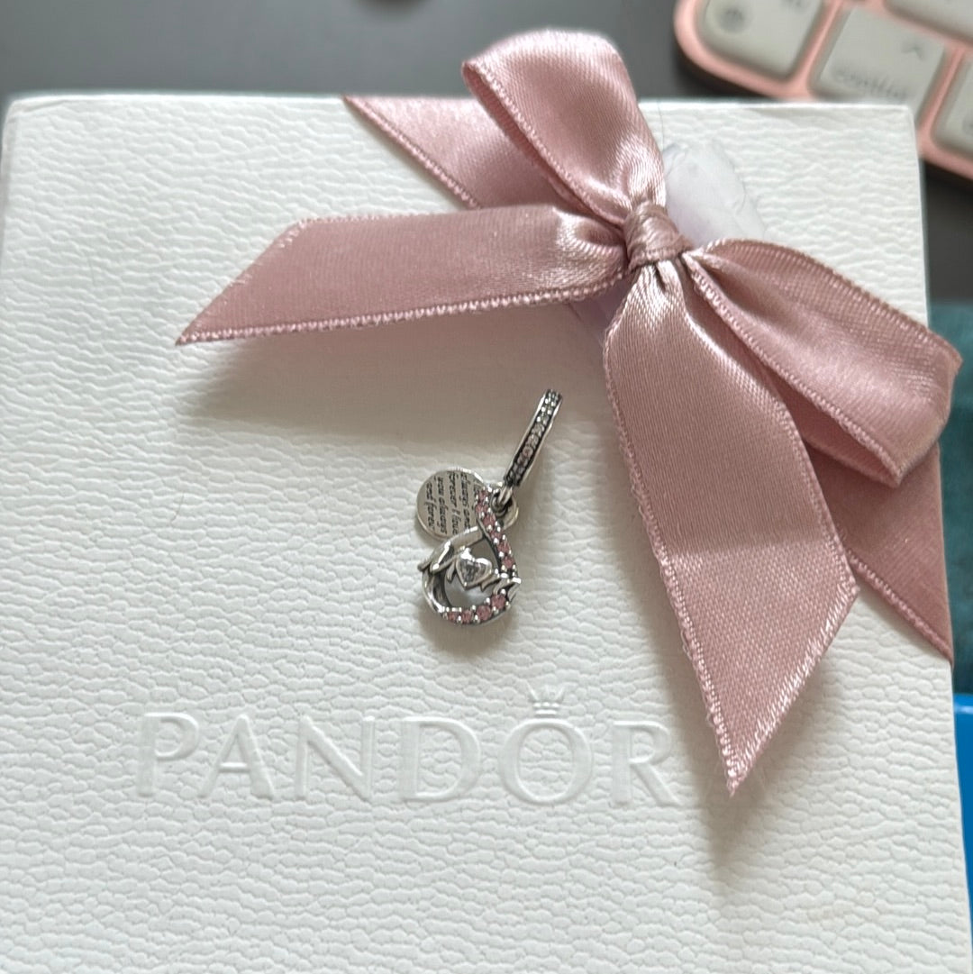 Genuine Pandora Mum Mother Mom Pave Infinity Dangle Charm