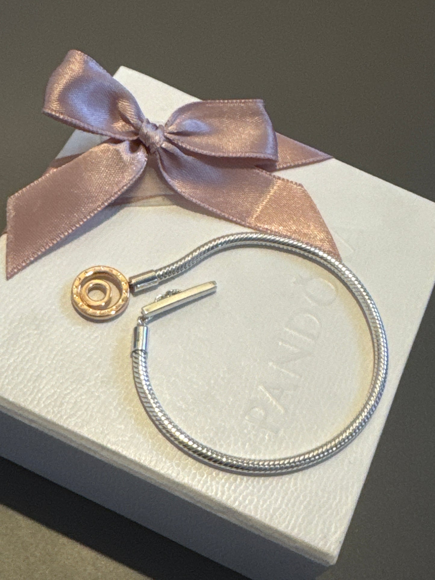 Genuine Pandora Rose Gold & Silver Snake Chain Moments New Style Smooth Chain T-Clasp Style 19cm
