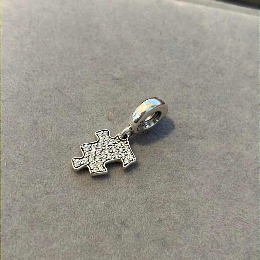 Genuine Pandora Pave Puzzle Piece Jigsaw Dangle Charm