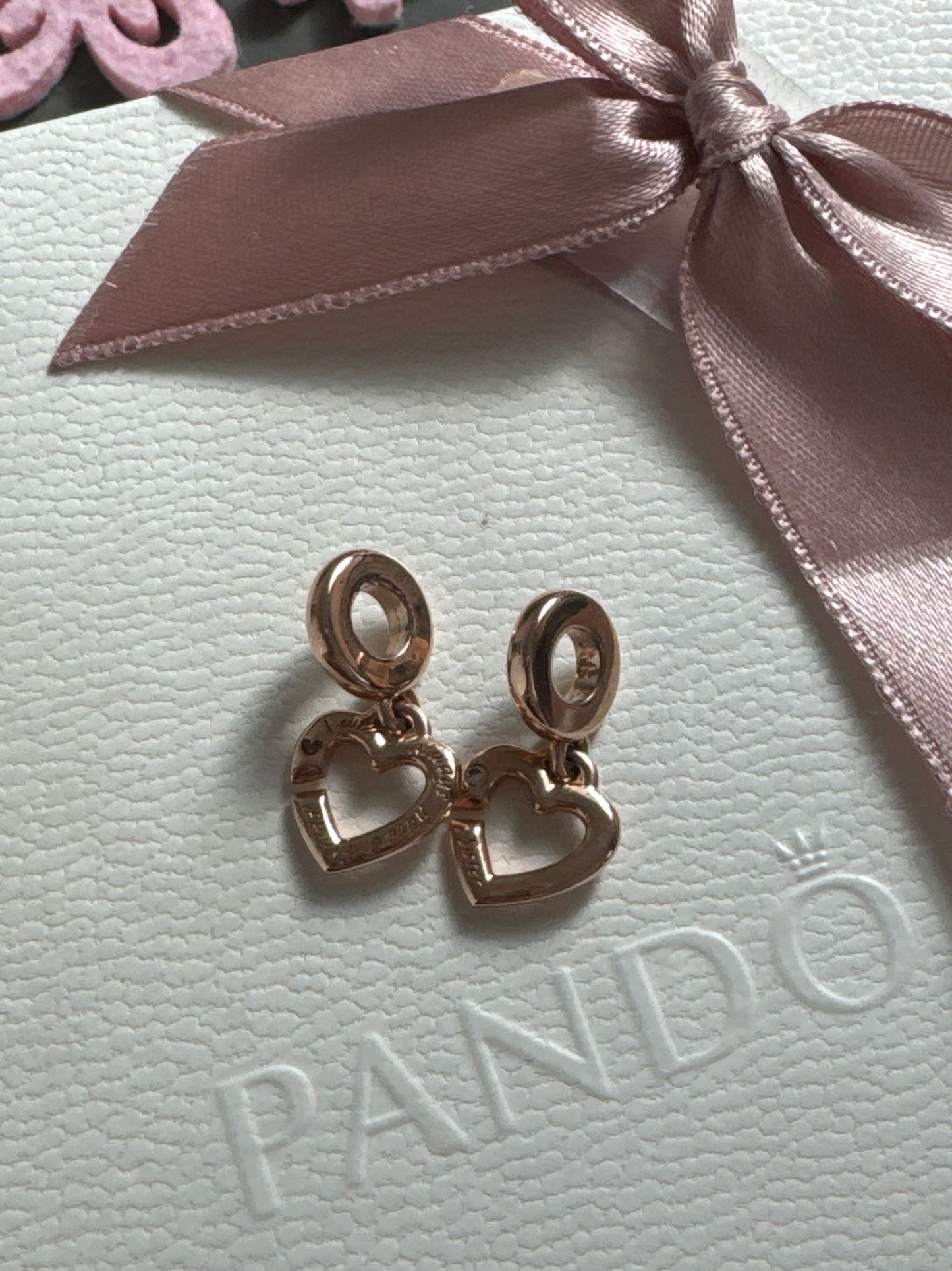 Genuine Pandora Rose Gold Sister Dangle Love Open Dangle Charms