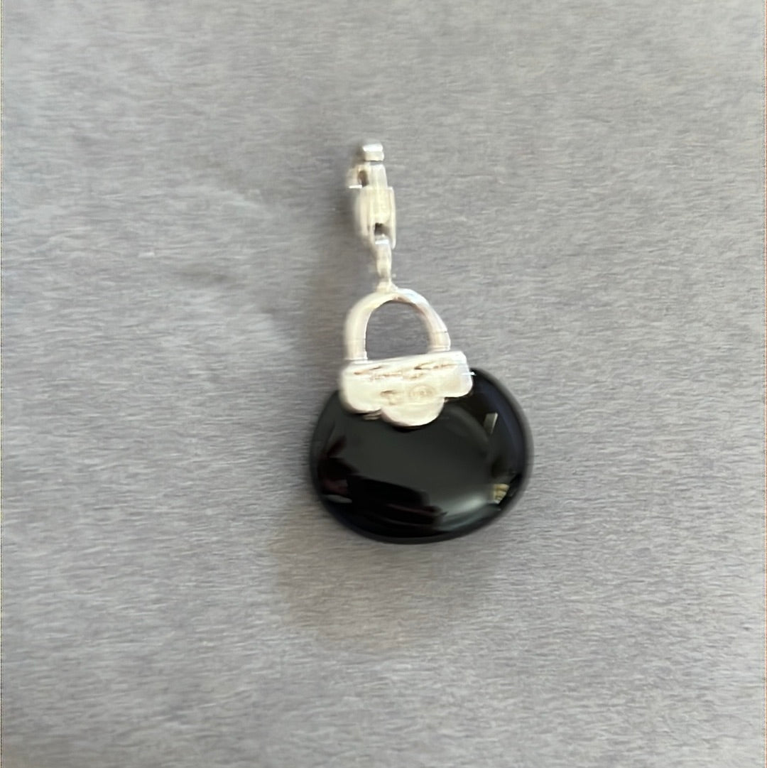 Genuine Thomas Sabo Black Stone Handbag Purse Dangle Clip Charm